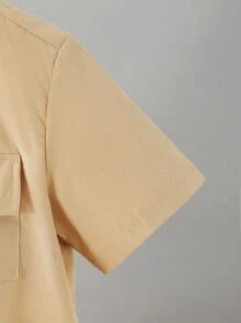 Tween Boys' Simple Printed Short Sleeve Shirt - Khaki - View 4