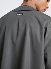 Manfinity NXTstreet Men's Loose Weave Short Sleeve Oversized Shirt, Suitable For Summer - Black - View 6
