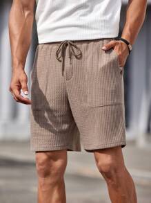 GENTILAND Men's Knitted Short Straight Casual Shorts, Mid-Waist, Suitable For Summer - Brown - View 9