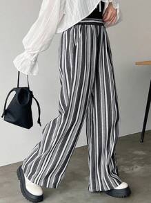 FRIFUL Pantalon décontracté à imprimé rayé pour femme - Multicolore - Voir 1