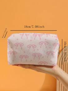 ROMWE Kawaii Túi đựng mỹ phẩm nhung hình bát giác in hình trái tim màu hồng - Nhiều màu - Xem 3