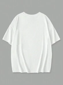 SHEIN EZwear 女款寬鬆貓咪素描紋Y2K圓領短袖T恤 - 白色 - 查看 2