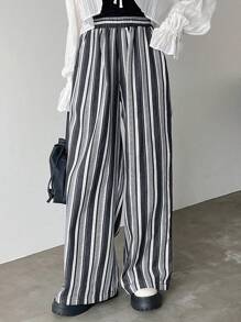 FRIFUL Pantalon décontracté à imprimé rayé pour femme - Multicolore - Voir 4
