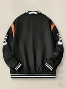 Manfinity VCAY Men's Loose Digital Printed Long Sleeve Jacket, Back To School, For Fall Winter - Multicolor - View 3