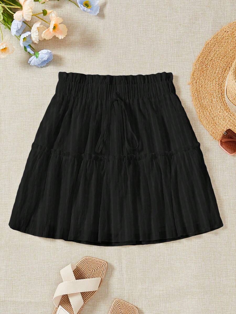 Soleia Einfarbiger Damenrock Mit Paperbag-taille