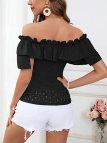 SHEIN VCAY Dames effen kleur eenvoudig alledaags off-shoulder T-shirt