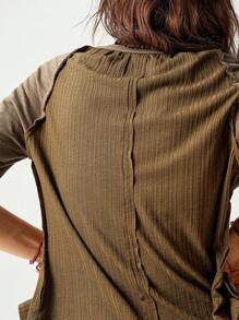Bohemela Áo thun cardigan cổ tròn màu xanh lá cây dành cho nữ, kỳ nghỉ - xanh quân đội - Xem 7