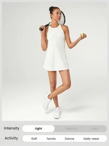 GLOWMODE FeatherFit™-Air Peekaboo Cut-Out Pocket Multifunktions-Sportkleid mit integrierter Shorts, leichter Halt, geeignet für Yoga, Alltag im Sommer