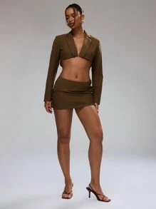 MUSERA 长袖短款西装外套，优雅商务休闲风，适合夏季、春季、假期、毕业舞会、婚礼、生日等场合。 - 棕色 - 查看 5