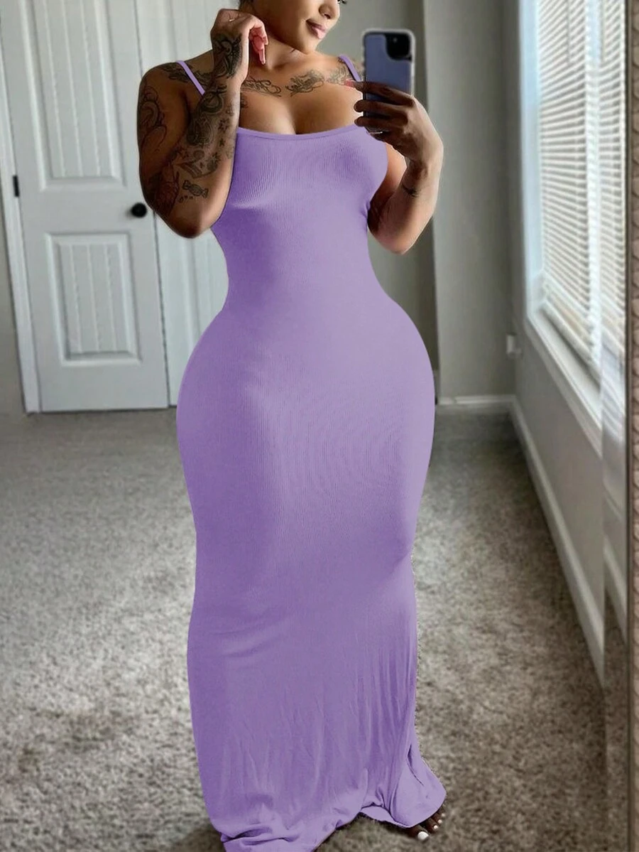 Đầm Dài Cami Lilac Thời Trang Châu Âu Và Mỹ Thiết Kế Xoắn, Dạo Phố Gợi Cảm Và Hợp Thời Trang - Màu tím hoa cà - Xem 1