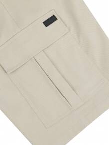 Manfinity Homme 宽松版型男士工装短裤，带翻盖口袋和抽绳 男士工装短裤 - 卡其色 - 查看 5