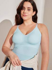 LUVLETTE Sujetador deportivo tipo cami azul sin tirantes con espalda nadadora y tirantes finos, lencería de entrenamiento de línea larga como prenda exterior, básico talla Freedom, top tubo sin sujetador para adolescente/niña/joven - Azul - Ver 9