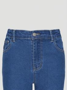 Jeans azul índigo de lavado medio con estiramiento, cómodos y con estilo para adolescentes - Azul lavado medio - Ver 3