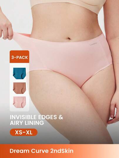LUVLETTE paquete de 3 bragas básicas de cintura alta sin marcas para mujer