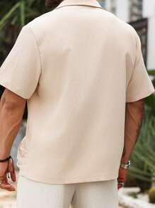 Manfinity Homme Plus Lapel Neck Knot Side Shirt - Apricot - View 2