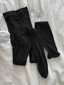 DAZY 純色簡約風連褲襪，適合日常穿著 - 黑色 - 查看 9