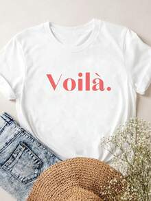 INAWLY Voilà Shirt, French Shirt, Parisian Shirt, French Quotes, French Proverbs Shirt, French Gift, Parisian Style T-Shirt, Aesthetic T-Shirt - White - View 3