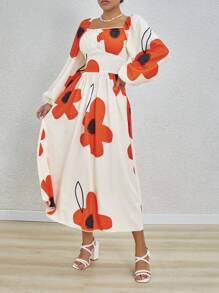 Chiquease Vestido tejido con estampado floral, con cintura ajustada y detalle de corte frontal - Multicolor - Ver 5