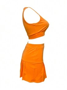 Lente/zomer nieuwe Europese en Amerikaanse sportieve sexy effen kleur vest-top en rokset