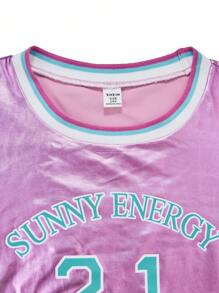 SHEIN Explorewe Vestido casual de manga larga con estilo callejero y tejido brillante con diseño impreso de bloques de colores para adolescentes, otoño, adecuado para el desplazamiento diario y fotos casuales calles - Rosa - Ver 4