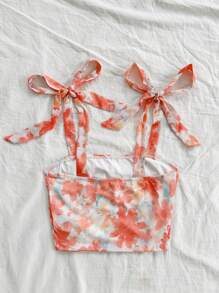 Soleia Women's Random Printed Tie Strap Vacation Style Tank Top - Multicolor - View 2