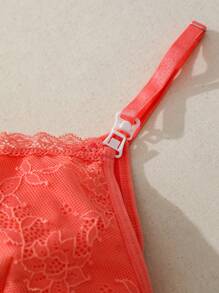 SHEIN Sujetador de espagueti para mujeres embarazadas con parche de encaje y unicolor - Naranja - Ver 5