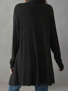 SHEIN LUNE Abrigo largo sin cuello de estilo para mujer con dobladillo asimétrico, unicolor