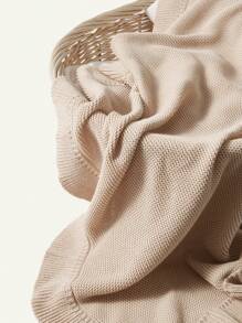 Solid Color Knitted Ruffle Edge Comfortable Baby Blanket Love Valentine - Khaki - View 6