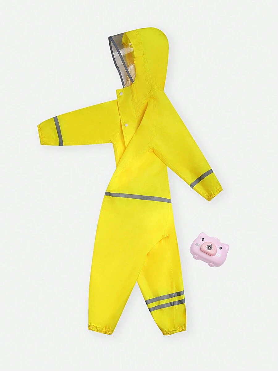 Girls' Simple Yellow Raincoat Jumpsuit - Yellow - View 1