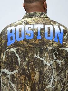 Manfinity VCAY قميص كاجوال بأكمام قصيرة وأكتاف متدلية مزخرف بطبعة محبوكة للرجال مقاس كبير، مناسب للاستخدام اليومي في الصيف