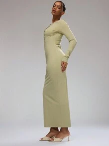 MUSERA Long Sleeve Button Up Maxi Dress Spring Sexy Cute Summer Long Dress Elegant Graduation Prom - Khaki - View 3