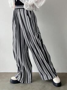 FRIFUL Pantalon décontracté à imprimé rayé pour femme - Multicolore - Voir 3