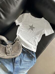 DAZY 女士豹紋圓領T卹 - 白色 - 查看 5