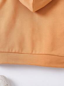 SHEIN Chaqueta informal con capucha y cierre de cremallera de unicolor para niñas pequeñas con mangas largas