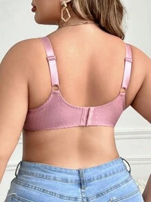 大尺碼女性無鋼圈薄杯文胸，1入組（婚禮季節） - 藕粉色 - 查看 2