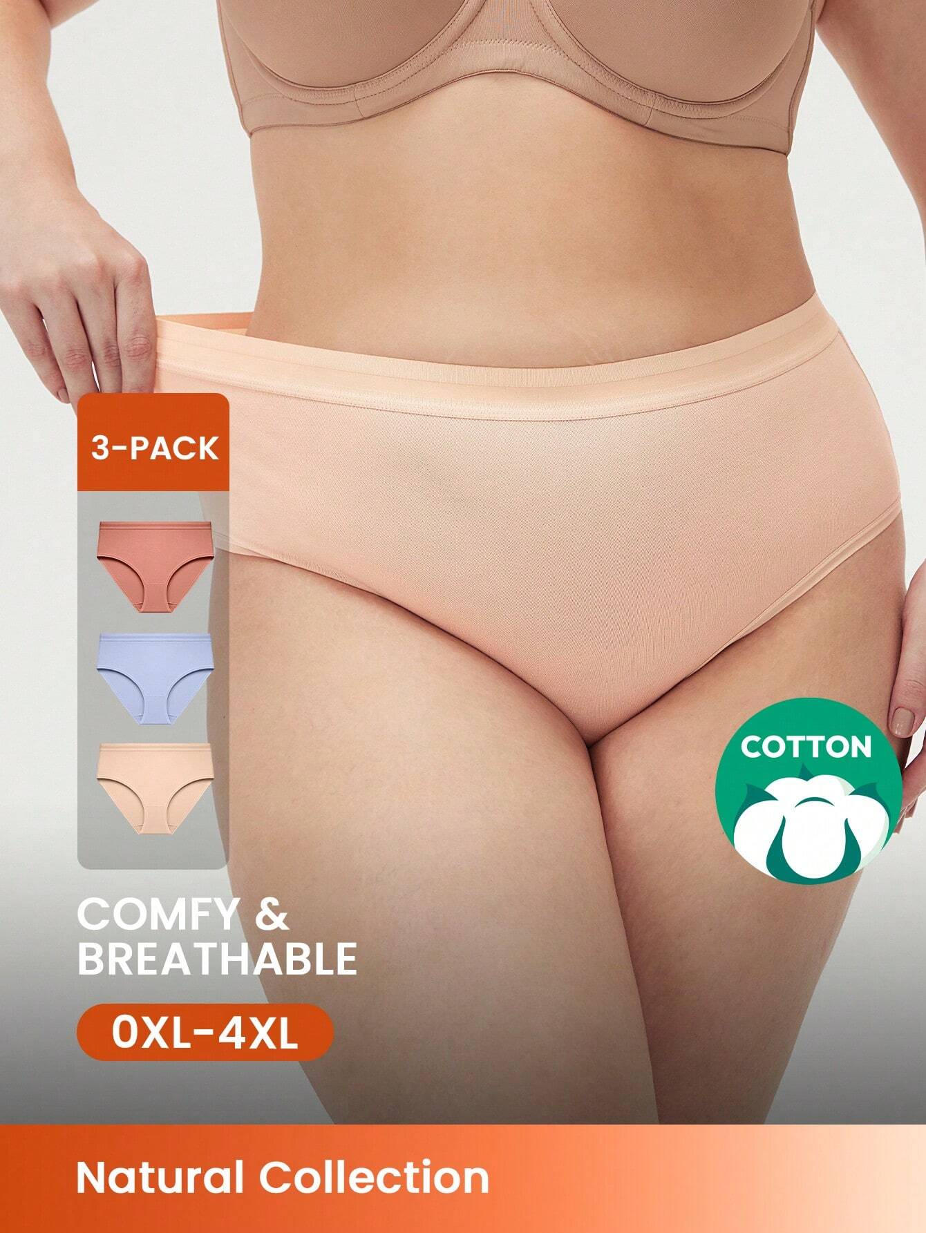 Ensemble de 3 culottes taille haute confortables en coton pour femmes