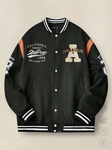 Manfinity VCAY Men's Loose Digital Printed Long Sleeve Jacket, Back To School, For Fall Winter - Multicolor - View 1