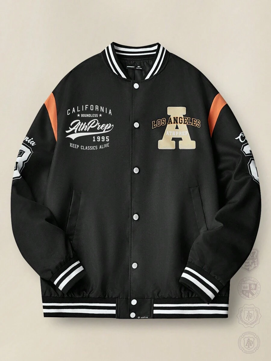 Manfinity VCAY Men's Loose Digital Printed Long Sleeve Jacket, Back To School, For Fall Winter - Multicolor - View 1