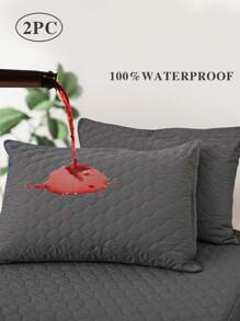 Standard Waterproof Pillow Protector With Zipper (2 Packs) - Anti-Insect And Anti-Allergenic Pillow Cover, Water-Resistant And Dustproof Pillowcase - Dark Grey - View 1