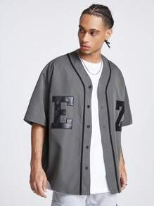 Manfinity NXTstreet Men's Loose Weave Short Sleeve Oversized Shirt, Suitable For Summer - Black - View 3