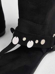Styleloop Dames effen kleur teenslipper zijrits enkellaarsjes en korte laarzen