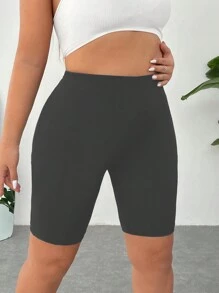 SHEIN EZwear 黑色速乾、涼感加大尺碼壓縮短褲 - 灰色 - 查看 8