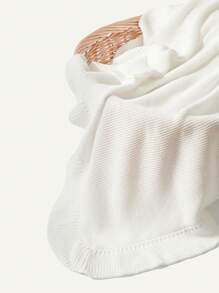 Solid Color Simple & Comfortable Baby Blanket With Lace Love Valentine - White - View 4