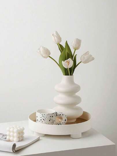 1pc Ceramic Vase, Round Moderne Dried Flower Pampas Boho Home Centerpiece Wedding Dinner Tafel Living Room Office Bedroom, Ho warming (Please Check Size In mation Be Purchasing) Glass Vase view 5