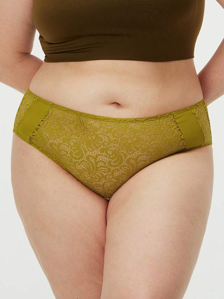Plus Lingerie Mid Waist Lace Brief Women Underwear Panties