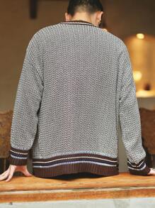 Manfinity Homme Men's Casual Single-Breasted Long Sleeve Cardigan For Daily Wear