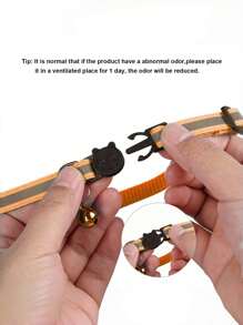 PETSIN 創意時尚反光圓形寵物項圈，附鈴鐺和ID標籤空間 - 寶藍色 - 查看 2