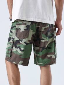 Manfinity Homme Camouflagetryckta Casual jeansshorts för män - Multifärgad - Visa 5