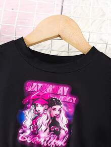 SHEIN Vestido de malla con contraste para niñas pequeñas con estilo millennial - Multicolor - Ver 3