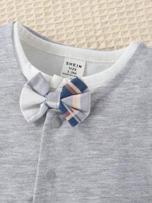 SHEIN 幼童男孩簡約格子褲配2合1長袖休閒套裝 - 彩色 - 查看 3